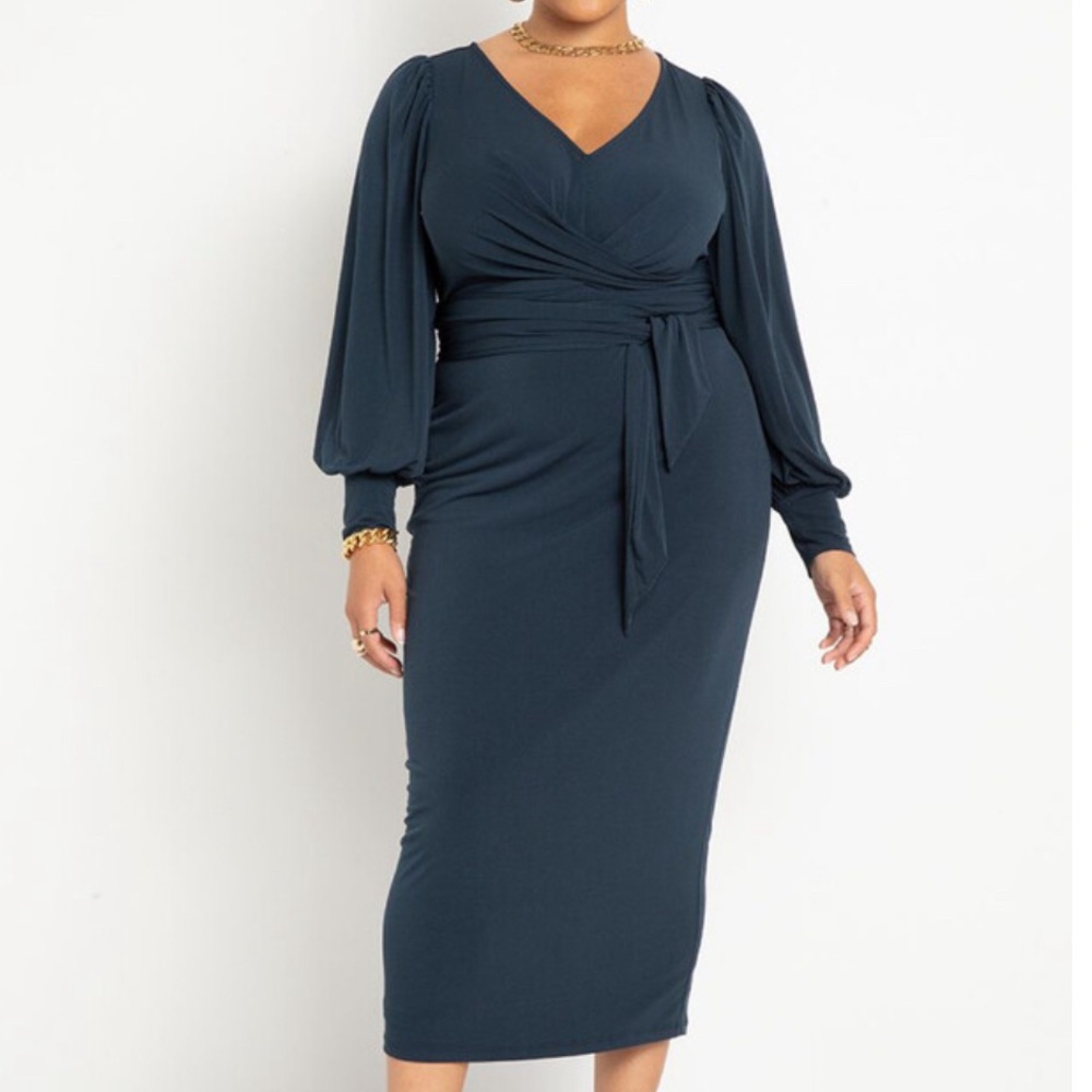 Cross front midi dress